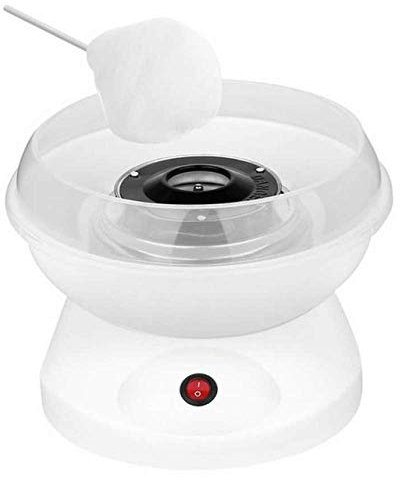 errorpot Algodonera Máquina de Hacer algodón de azúcar, Plato de 25 cm, 10 palitos Madera y Cuchara dosificadora,Colore multiplo