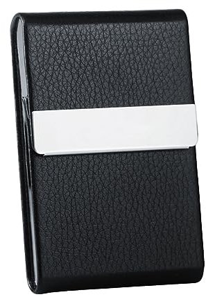 JOCXZI Portatarjetas de Visita, Titular de Tarjetas de crédito de Acero Inoxidable para Tarjetas de crédito para Hombres y Mujeres,Estuche de Metal de Cuero PU, Uso Diario, Negro