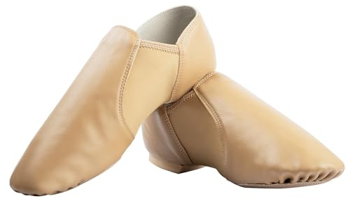 Asyusyu Dance Jazz Shoes,Soft Leather Dance Slippers for Women/Men-Brown,7,Pointed-Toe