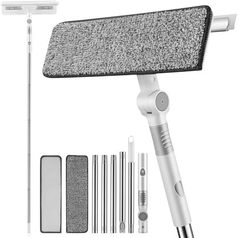 Gitohoni Lungo Tergivetro per la Pulizia delle Finestre - Kit Lavavetri per Vetri Rimovibile 3 in 1 con Asta di Prolunga da 63 Testa Regolabile Strumento Professionale per la Pulizia dei Vetri per la