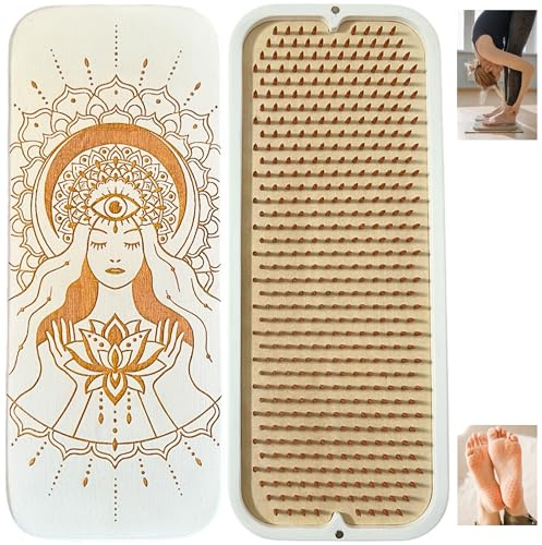 Tabla de madera para pies de Sadhu de 10 mm, para masaje de acupuntura, esterilla de acupresión, tabla de uñas, tabla de yoga, color blanco