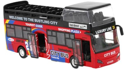 Sharplace Giocattolo in Autobus a Due Piani con Città E Suoni di Autobus Che Tornano per I Regali di Compleanno per Bambini, Rosso