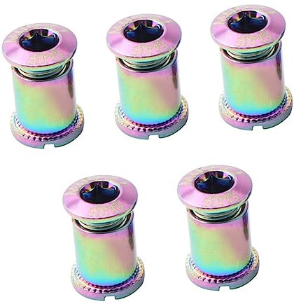 KOMBIUDA Kettenblatt Schraube 5 Stück Farbenfrohe Mountainbike Kettenblattschraube PVC Galvanisierung Verschleißfest Für Rennräder Und Klappräder