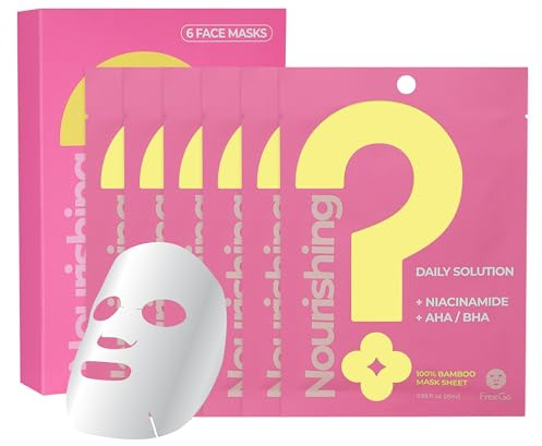 FreeGo Nourishing Daily Solution Niacinamide AHA/BHA Facial Mask Sheet (6-Pack) | K-Beauty Skincare to Bouncy Firm Skin