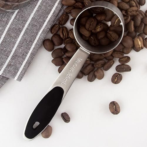 Edelstahl Kaffeelöffel Messlöffel 30ml, Kaffeedosierlöffel mit Lang Griff, 1/8 Tasse Kaffeelöffel Portionierer Küchenmesslöffel für Kaffee, Tee, Kakao Bohnen Gewürze Milchpulver Puderzucker