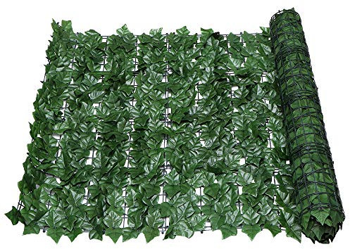 Artificial Ivy Fence Screen, 3m x 1m Garden Fence Screening Trellis with Artificial Leaves, Expandable Faux Privacy Artificial Hedge Roll with 20pcs Zip Ties for Garden Balcony Outdoor Decoration