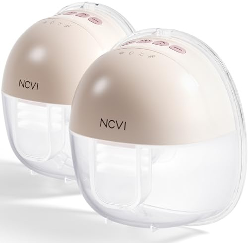 NCVI Electric Breast Pump Hands Free 8111, Wearable Breast Pumps 4 Modes 9 Levels, Portable Lightweight Milk Pump, Comfortable Breastfeeding Pump, Includes 21/24mm Flanges (2 Packs, Pink)