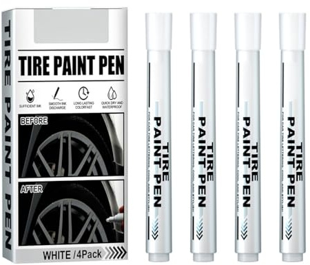 Funien White Tire Paint Marker Penna, Oljebaserad Vattentät Graffiti-spårningspenna för Bildäck, Snabbtorkande med Stark Täckning, Innovativ Ventildesign, för Konstnärer, Studenter,