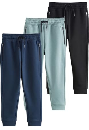 NEXT Garçon Pantalon de Jogging zippé Slim, Lot de 3 Multi Black/Navy/Mineral 7 Ans