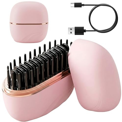 Mini Piastra per Capelli Senza Fili, Mini Spazzola Lisciante Portatile Ricaricabile, Riscaldamento Rapido per 10 Secondi, con 3 Impostazioni di Temperatura, per Capelli e Barba