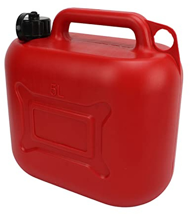HELEVIA Gasburk, 5L 1,3 Gallon Flamskyddad ABS Läckagefri Bärbar Bensinbehållare, med 27 Cm Utloppsrör, för Gräsklippare Kedjesågar ATV:er Motorcyklar