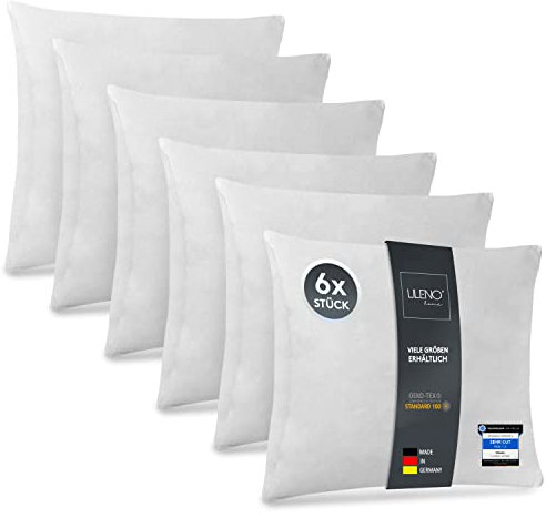LILENO HOME 6er Set Kissenfüllung 40x40 cm - Innenkissen waschbar bei 40°C Allergiker geeignet - Polyesterfüllung als Sofakissen, Cocktailkissen und Kopfkissen