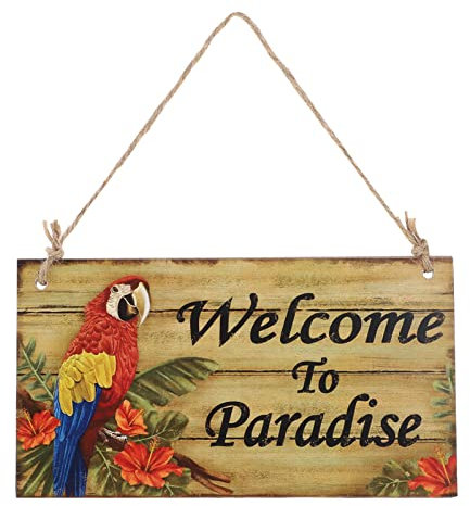 BESTOYARD Bienvenue au Paradis Panneaux en Bois Hawaiian Luau Summer Beach Party Suspendus Signe Mur Signe Décoration