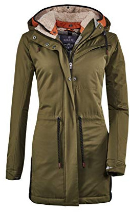 G.I.G.A. DX Wmn Prk A Casual - Parka funzionale da donna, con cappuccio rimovibile, Donna, Parka funzionale casual con cappuccio staccabile, 35926-000, oliva, 42