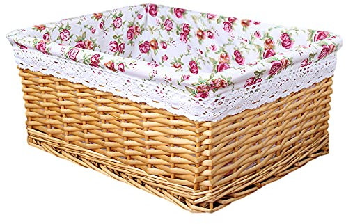 Osier Rotin Panier Collations Pains Portion Stockage Fait Main Décoratif Bol Or 35 x 25 x 14 cm