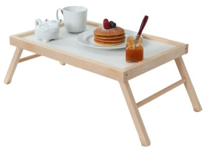 Mesa de cama plegable, bandeja para sillón, desayuno, mesa de cama, plegable de madera de haya, patas plegables, 33 x 50 x 21,5 cm, fabricada en Italia