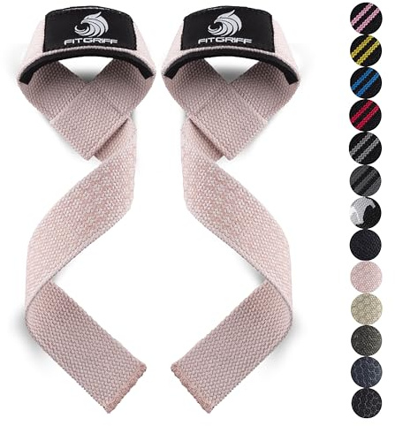 Fitgriff® Zughilfen (gepolstert) für Krafttraining, Bodybuilding, Fitness - Kreuzheben Gurte - Lifting Straps - für Frauen und Männer (Blush Pink, Silicone)
