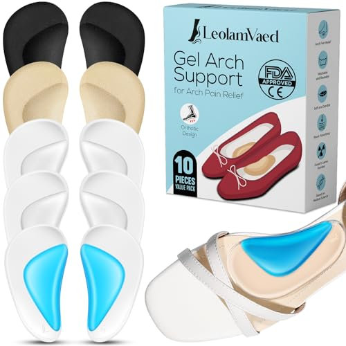 Arch Support Wiederverwendbar Fußgewölbestütze Schuh Einlegesohlen zur Linderung von Plantarfasziitis, Selbstklebende Plattfuß Einlagen, Orthopädische Einlagen zur Linderung des Fußdrucks - 5 Paar