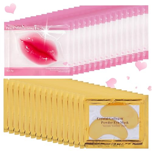 30 Pairs Lip Mask & Eye Mask, 24K Gold Under Eye Patches for Puffy Eyes, Lip Mask Skincare, Bridesmaid Gifts, Mothers Day Gifts, Teacher Appreciation Gifts, Bulk Gifts, Bachelorette Party Favors