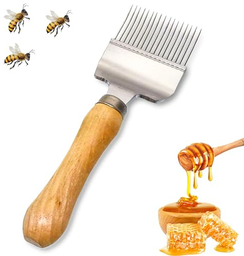 ZONSUSE honungsgaffel, biodlargaffel av rostfritt stål med handtag, bikakeskrapa för skörd och utvinning av honung, biodlingsutrustning, perfekt bikupa verktyg för biodlare (B)