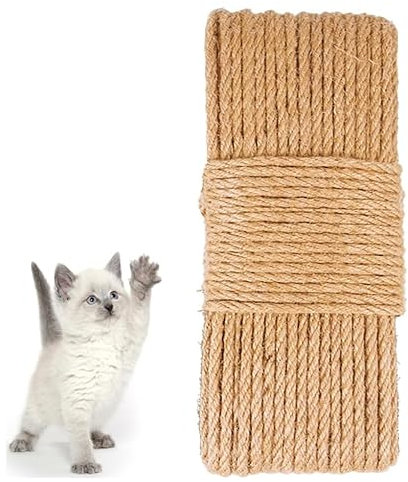 Natural Sisal Rope for Cat Scratcher 30m/50m Hemp Rope Thick Strong Natural Jute Rope Durable DIY Cat Scratching Post for Garden Bundling Craft Decoration Repair & Replacement Cat Post Tree