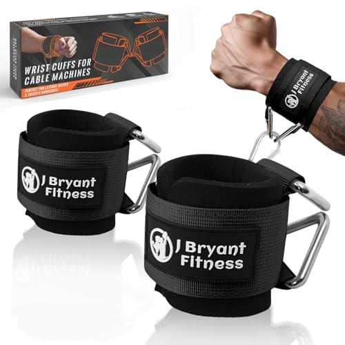 J Bryant Neopren-Handgelenkband mit Polsterung, verstellbarem Dreiecksverschluss & sicherem Manschettendesign für Kabelmaschinen, Kraft- und Fitnesstraining (Schwarz, L (16,5 bis 19,5 cm))