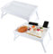 SHUESS 2 Pack White Bamboo Bed Tray - 41.5 x 30 x 20.5 cm Breakfast Tray with Folding Legs - Trays for Eating on Lap with Media Slot, Ideal for Bed, Sofa, Eating, Platters, Working, Serving