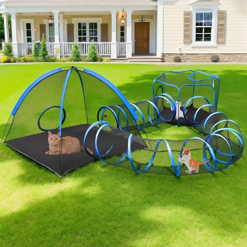 Tivray 4-in-1 Outdoor Cat Enclosure, Portable Catio Tent with Tunnel