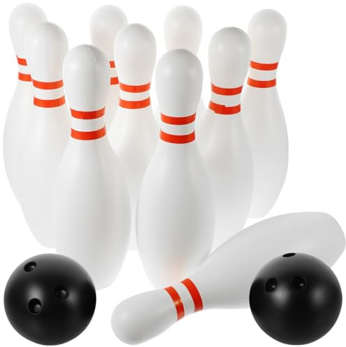 ifundom 12Pcs Large Bowling for Bowling Fun Bowl Games for Includes White Pins Random Color Balls for Family Activities | Outdoor Toys for Includes White Pins Random Color Balls Family Activities