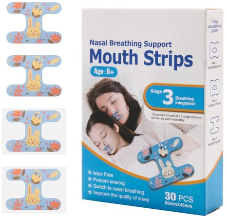 30PCS Nastro Bocca per Dormire, Mouth Tape per Bambini e Adulti, Tappo Anti Russamento, Migliora la Qualità del Sonno, Cerotto Correzione Bocca Aperta, Promuove la Respirazione Nasale, Fase 3
