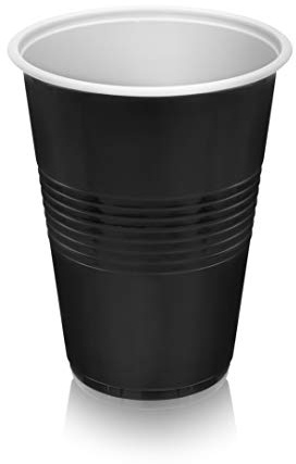 TRUE Plastic Cups for Cocktails, Soda, Iced Coffee, Iced Tea, Beer Pong, Disposable Cups for Birthday Party, Game Nights, Happy Hour, Picnic, Beach Trips, Camping, 16 oz, Set of 50, Black