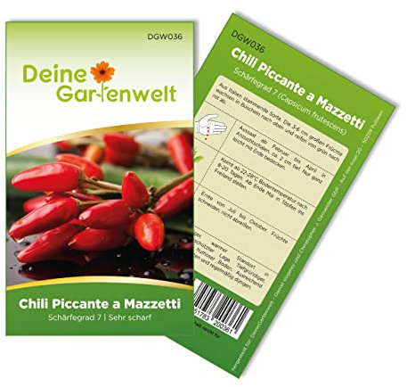 Chili Piccante a Mazzetti Samen - Capsicum frutescens - Chilisamen - sehr scharfe Sorte - Gemüsesamen - Saatgut für 5 Pflanzen
