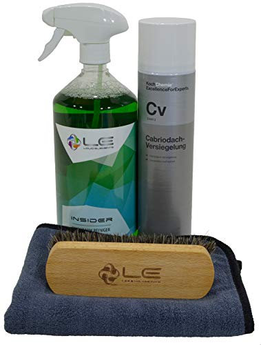 ADVANTUSE Cabrio Verdeck Reinigung & Versiegelung Set 500ml Koch Chemie Allround Textile Sealant 500ml Liquid Elements Textilreiniger + Bürste + Tuch