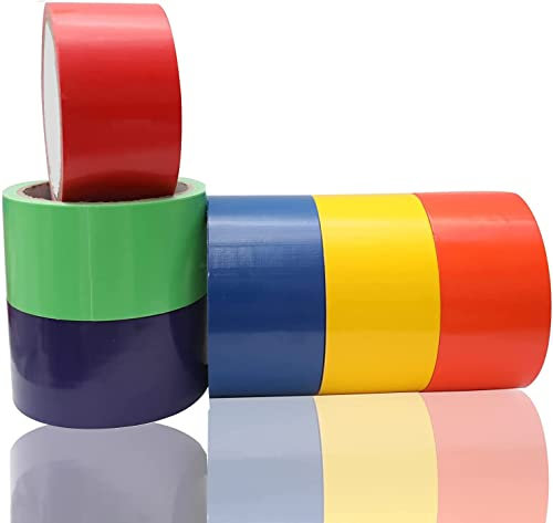 WELSTIK Ruban Adhésif Toilé Lot de 6 rubans adhésifs colorés 50 mm x 9,14 m, résistants, imperméables et déchirables à la main, parfaits pour l'artisanat, les kits d'art, la maison, l'école