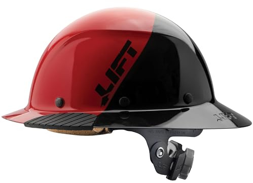 LIFT SAFETY Dax Fiber Resin Full Brim Safety Helmet | 6 Point Suspension for Comfort & Impact Protection | 50/50 Gloss Red/Black