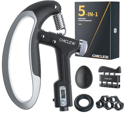 CHICLEW Handtrainer Fingertrainer Workout Set 10-100KG, Unterarmtrainer - 5er Set, Griffkraft Trainer Anpassbar Ressistenz Grip trainer mit Zähler, Finger Stretcher Finger Trainer für Muskelaufbau