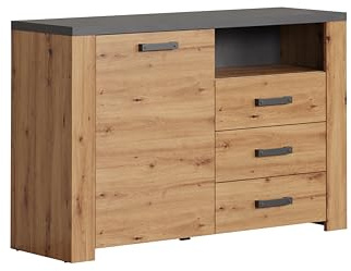 CALICOSY Petit Buffet 1 Porte 3 Tiroirs et 1 Niche L127 cm - Follow