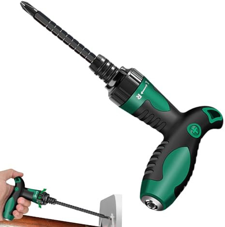 Uozonit Destornillador de trinquete, destornillador de carraca, tipo T, telescópico, ranura, destornillador de carraca, llave de carraca ajustable, multifuncional