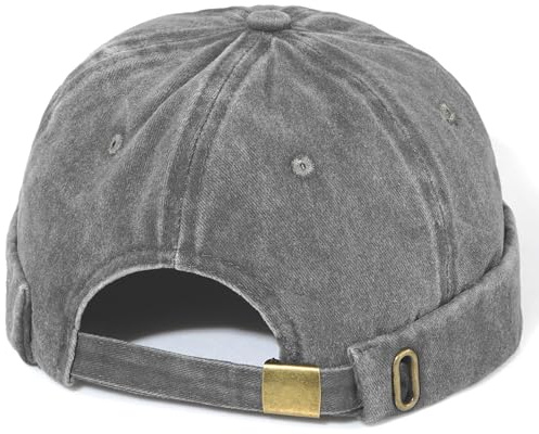 MESU Mens Docker Cap Brimless Hats Worker Sailor Cap Rolled Cuff Retro Beanie Hat Grey