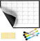 SB Calendrier Mensuel Magnétique Pour Frigo A4 30X21CM + 4 Marqueurs Premium + 55 Stikers Aléatoires | Tableau Magnetique Frigo pour le planning familial mensuel 100% modifiable.