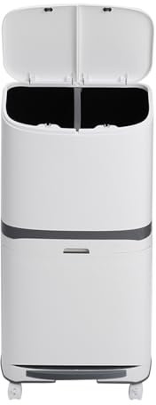 Warmiehomy Recycling Bins for Kitchen 48L Pedal Bin with Wheels 4 Compartment Trash Can 2Tier Vertical Waste Separation Systerm
