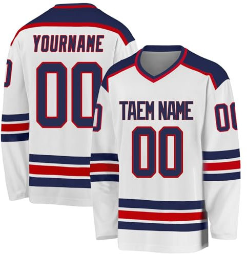 Hockey-Trikot, personalisierbar, mit Ihrem Namen/Team/Nummer, Hockey-Trikot mit Namen, geeignet für Geschenke für Kinder und Erwachsene, Stil 1 KAN0827A, weiß, One size