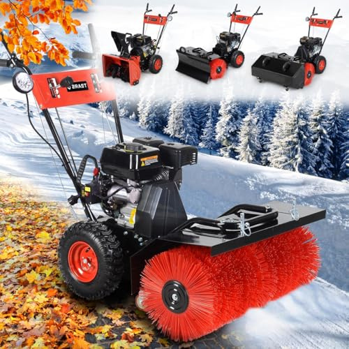 BRAST Kehrmaschine Benzin | Schneefräse Schneeschieber | 4,8kW(6,5PS) - 5,14kW(7PS) | viele Modelle | 80-100cm Arbeitsbreite | Elektrostart | Schnellwechsel-System | 4in1 Gerät