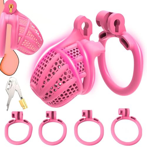 Sadodo Peniskäfig,3D Chastity Cage Cock Cage für Männer,Schloss & 4 Hodenringe Penisring,Sissy Keuschheitskäfig Herren,Keuschheitsgürtel für Mann Paare Geschenk,BDSM Sex Spielzeug für Valentinstag