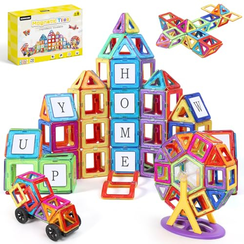 ECHOCUBE Magnetiska byggklossar Set 70PCS - Pedagogiska magnetplattor med ljus färg, byggleksaker för barn för pojkar och flickor
