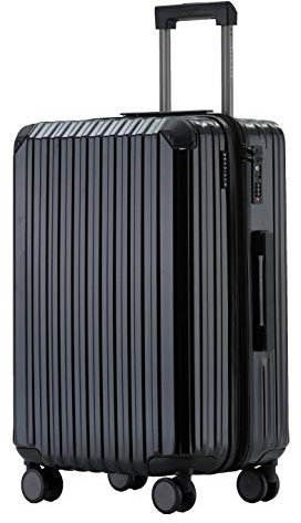 Münicase M816 TSA-Schloss Koffer Reisekoffer Trolley Kofferset Hardschale Boardcase (Black, Großer Koffer)