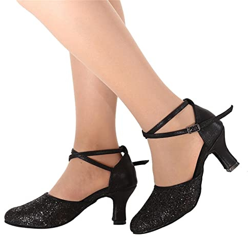 Pumps, scarpe da ballo da donna con glitter argento e tacco a blocco, con paillette, classiche, eleganti e alla moda, con piedi larghi e chic, con tacco alto e tacco alto per Capodanno, scarpe da sera