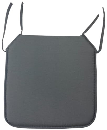 Acomoda Textil – Cojines para Silla de Espuma con Tela y Cintas de Sujeción 40x40 cm. Asiento Acolchado, Mullido y Cómodo para Interior y Exterior de Comedor, Jardín y Terraza. (Gris OSC, 6 Unidades)