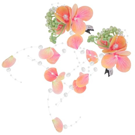 Barrette Fleur Cheveux Mariée, 1 Paire, Tissu Plastique, Élégante | Fleurs Artificielles Réalistes, Effet Pompon Mobile, Style Romantique, pour Vacances, Coiffage et Plage