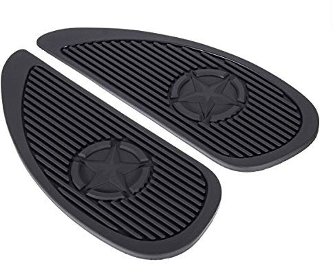 C-FUN Paire Moto Cafe Racer Réservoir De Carburant Cap Pad Protecteur en Caoutchouc Sticker Autocollant Universel - Noir